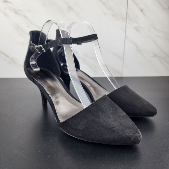 Cato Ankle Strap Black Kitten Heels 10W - Picture 3 of 13